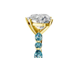 Yellow gold Heart Cut Diamond Ring with Marquise and Round with Blue Topaz side stone Side Stones and Four-Prong Setting_29
