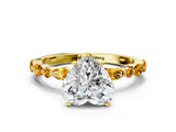 Yellow gold Heart Cut Diamond Ring with Marquise and Round with Citrine side stone Side Stones and Four-Prong Setting_12