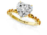 Yellow gold Heart Cut Diamond Ring with Marquise and Round with Citrine side stone Side Stones and Four-Prong Setting_13