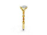 Yellow gold Heart Cut Diamond Ring with Marquise and Round with Citrine side stone Side Stones and Four-Prong Setting_14