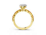 Yellow gold Heart Cut Diamond Ring with Marquise and Round with Citrine side stone Side Stones and Four-Prong Setting_15