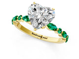 Yellow gold Heart Cut Diamond Ring with Marquise and Round with Emerald side stone Side Stones and Four-Prong Setting_49