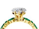 Yellow gold Heart Cut Diamond Ring with Marquise and Round with Emerald side stone Side Stones and Four-Prong Setting_52