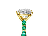 Yellow gold Heart Cut Diamond Ring with Marquise and Round with Emerald side stone Side Stones and Four-Prong Setting_53