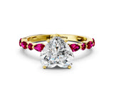 Yellow gold Heart Cut Diamond Ring with Marquise and Round with Garnet side stone Side Stones and Four-Prong Setting_24