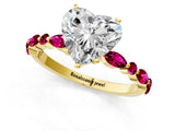 Yellow gold Heart Cut Diamond Ring with Marquise and Round with Garnet side stone Side Stones and Four-Prong Setting_25