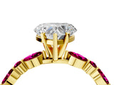 Yellow gold Heart Cut Diamond Ring with Marquise and Round with Garnet side stone Side Stones and Four-Prong Setting_28