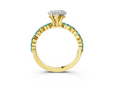Yellow gold Heart Cut Diamond Ring with Marquise and Round with Green Sapphire side stone Side Stones and Four-Prong Setting_15