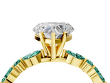 Yellow gold Heart Cut Diamond Ring with Marquise and Round with Green Sapphire side stone Side Stones and Four-Prong Setting_16