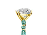 Yellow gold Heart Cut Diamond Ring with Marquise and Round with Green Sapphire side stone Side Stones and Four-Prong Setting_17