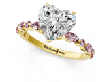 Yellow gold Heart Cut Diamond Ring with Marquise and Round with Morganite side stone Side Stones and Four-Prong Setting_25