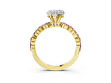 Yellow gold Heart Cut Diamond Ring with Marquise and Round with Morganite side stone Side Stones and Four-Prong Setting_27