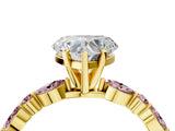 Yellow gold Heart Cut Diamond Ring with Marquise and Round with Morganite side stone Side Stones and Four-Prong Setting_28