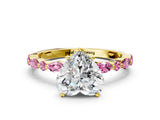 Yellow gold Heart Cut Diamond Ring with Marquise and Round with Pink Sapphire side stone Side Stones and Four-Prong Setting_12