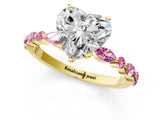 Yellow gold Heart Cut Diamond Ring with Marquise and Round with Pink Sapphire side stone Side Stones and Four-Prong Setting_13