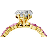 Yellow gold Heart Cut Diamond Ring with Marquise and Round with Pink Sapphire side stone Side Stones and Four-Prong Setting_16
