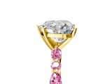 Yellow gold Heart Cut Diamond Ring with Marquise and Round with Pink Sapphire side stone Side Stones and Four-Prong Setting_17
