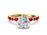 Yellow gold Heart Cut Diamond Ring with Marquise and Round with Ruby side stone Side Stones and Four-Prong Setting_24