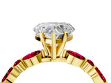 Yellow gold Heart Cut Diamond Ring with Marquise and Round with Ruby side stone Side Stones and Four-Prong Setting_28