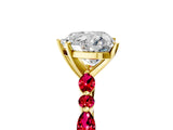 Yellow gold Heart Cut Diamond Ring with Marquise and Round with Ruby side stone Side Stones and Four-Prong Setting_29