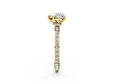 Yellow gold Heart Cut Diamond Ring with Pavé Band and Four-Prong Setting_57