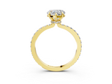 Yellow gold Heart Cut Diamond Ring with Pavé Band and Four-Prong Setting_58