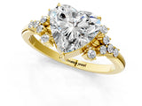 Yellow gold Heart Cut Diamond Ring with Side Stones and Four-Prong Setting_102