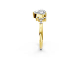 Yellow gold Heart Cut Diamond Ring with Side Stones and Four-Prong Setting_103