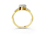 Yellow gold Heart Cut Diamond Ring with Side Stones and Four-Prong Setting_104