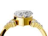 Yellow gold Heart Cut Diamond Ring with Side Stones and Four-Prong Setting_105