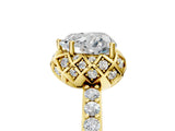 Yellow gold Heart Cut Diamond Scalloped Halo Engagement Ring with Round Shared Prong Band_17
