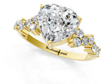 Yellow gold Heart Cut Diamond Scattered Round Accent Ring with Prong Setting_13