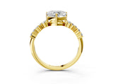 Yellow gold Heart Cut Diamond Scattered Round Accent Ring with Prong Setting_15