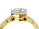 Yellow gold Heart Cut Diamond Scattered Round Accent Ring with Prong Setting_16
