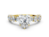 Yellow gold Heart Cut Diamond Side Stone Engagement Ring with Four-Prong Setting_24