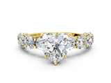 Yellow gold Heart Cut Diamond Side Stone Engagement Ring with Four-Prong Setting_24