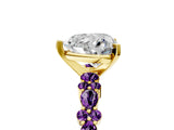 Yellow gold Heart Cut Diamond Side Stone Solitaire Ring with Round with Amethyst side stone and Four-Prong Setting_5