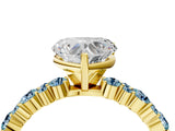 Yellow gold Heart Cut Diamond Side Stone Solitaire Ring with Round with Aquamarine side stone and Four-Prong Setting_4