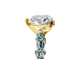 Yellow gold Heart Cut Diamond Side Stone Solitaire Ring with Round with Aquamarine side stone and Four-Prong Setting_5