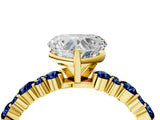 Yellow gold Heart Cut Diamond Side Stone Solitaire Ring with Round with Blue Sapphire side stone and Four-Prong Setting_4