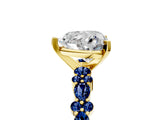 Yellow gold Heart Cut Diamond Side Stone Solitaire Ring with Round with Blue Sapphire side stone and Four-Prong Setting_5