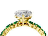 Yellow gold Heart Cut Diamond Side Stone Solitaire Ring with Round with Emerald side stone and Four-Prong Setting_4