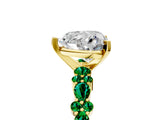 Yellow gold Heart Cut Diamond Side Stone Solitaire Ring with Round with Emerald side stone and Four-Prong Setting_5