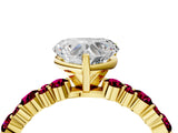 Yellow gold Heart Cut Diamond Side Stone Solitaire Ring with Round with Garnet side stone and Four-Prong Setting_28