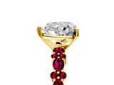 Yellow gold Heart Cut Diamond Side Stone Solitaire Ring with Round with Garnet side stone and Four-Prong Setting_29