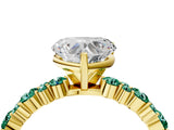 Yellow gold Heart Cut Diamond Side Stone Solitaire Ring with Round with Green Sapphire side stone and Four-Prong Setting_4