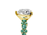 Yellow gold Heart Cut Diamond Side Stone Solitaire Ring with Round with Green Sapphire side stone and Four-Prong Setting_5