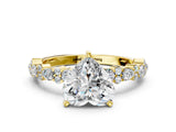 Yellow gold Heart Cut Diamond Side Stone Solitaire Ring with Round with Moissanite side stone and Four-Prong Setting_19