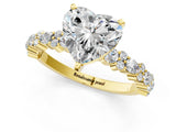 Yellow gold Heart Cut Diamond Side Stone Solitaire Ring with Round with Moissanite side stone and Four-Prong Setting_20