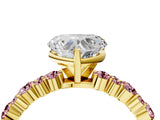 Yellow gold Heart Cut Diamond Side Stone Solitaire Ring with Round with Morganite side stone and Four-Prong Setting_4